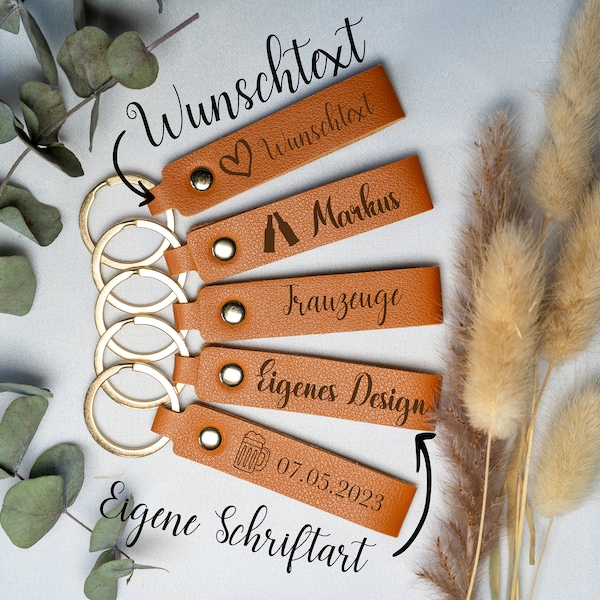 Personalisierter Leder Schlüsselanhänger - Trauzeuge/Trauzeugin Hochzeitsgeschenk mit Wunschtext und Anhänger