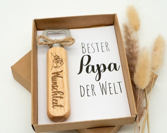 Geschenk für den beste Papa - personalisierter Flaschenöffner als Geschenkidee für Geburtstage, Vatertage oder mehr!