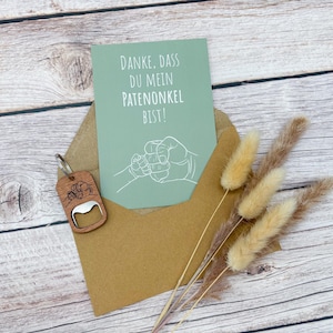 Perfektes Geschenk für deinen Patenonkel – Holz Schlüsselanhänger & Dankeskarte