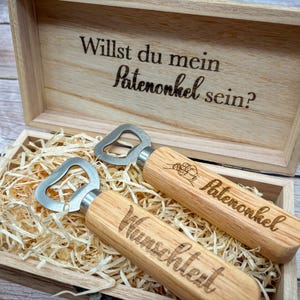 Godfather gift | Engraved bottle opener | Personalized wooden box | Christening & birthday gift