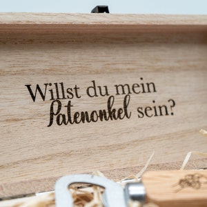 Personalized wooden bottle opener in a noble wooden box the perfect gift for your godfather image 3