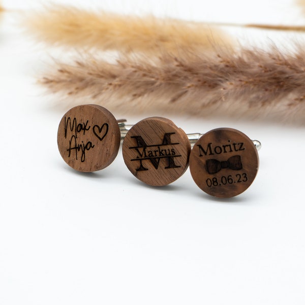 Personalized Wooden Cufflinks | Natural product with individual engraving