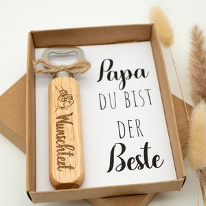 Geschenk für den beste Papa personalisierter Flaschenöffner als Geschenkidee für Geburtstage, Vatertage oder mehr Öffner + Karton