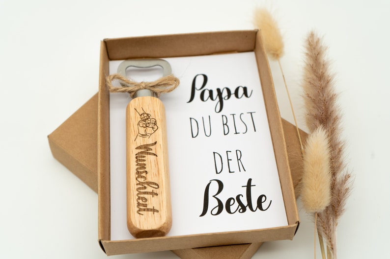 Geschenk für den beste Papa personalisierter Flaschenöffner als Geschenkidee für Geburtstage, Vatertage oder mehr Öffner + Karton