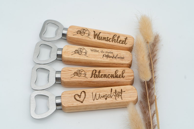 Personalized wooden bottle opener in a noble wooden box the perfect gift for your godfather image 5