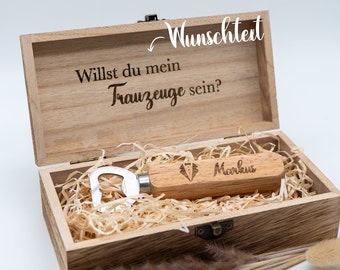 Engraved bottle opener in an elegant wooden box, best man / maid of honor gift