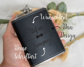 Personalized 8-ounce leather hip flask - An unforgettable gift for groomsmen and maids of honor