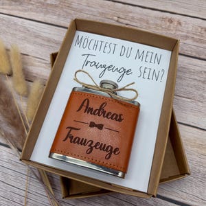 Personalisierter Flachmann Geschenk Trauzeugenfrage – Hochwertige Geschenkbox mit Gravur für Trauzeugen, Hochzeit & Männergeschenk
