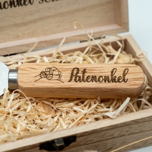 Personalized wooden bottle opener in a noble wooden box the perfect gift for your godfather image 4