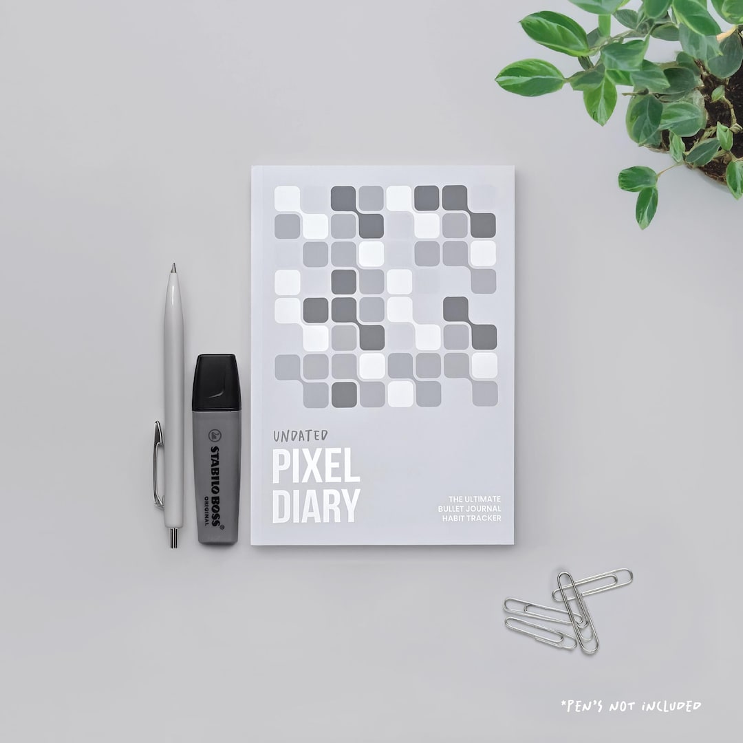 UNDATED GREY Pixel Diary | A Year in Pixels Tracker, Bullet Journal ...