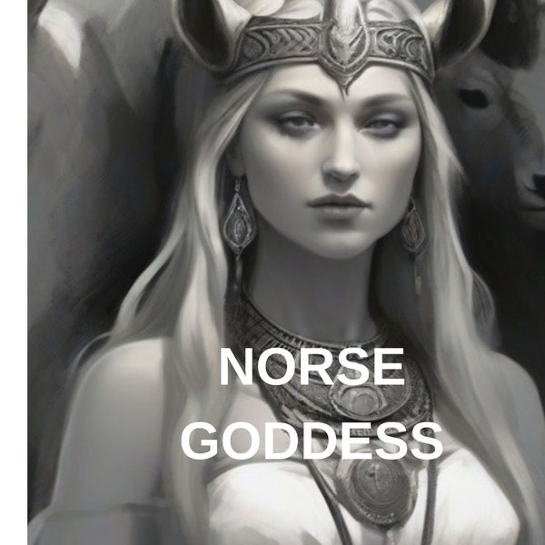 Powerful Women of Norse Mythology: Grayscale Portraits of Scandinavian Goddesses,10 Picture and Pdf.