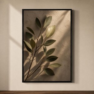 Botanical Shadow Wall Art Olive Branch Printable Digital Download