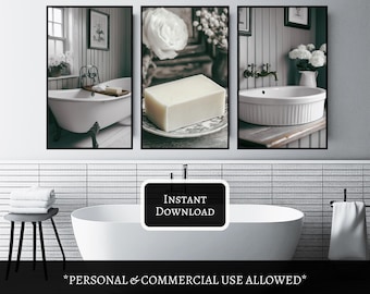Bathroom Decor Printable Wall Art Bathroom Aesthetic Bathroom Art Print Bathroom Wall Decor Bathroom Print Set of 3 Prints Bathroom Art Wall