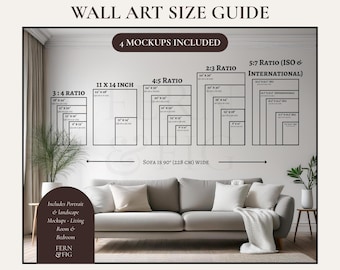 Wall Art Size Guide Mockup  Ratio Chart Horizontal & Vertical  Small Business Tool Digital Download