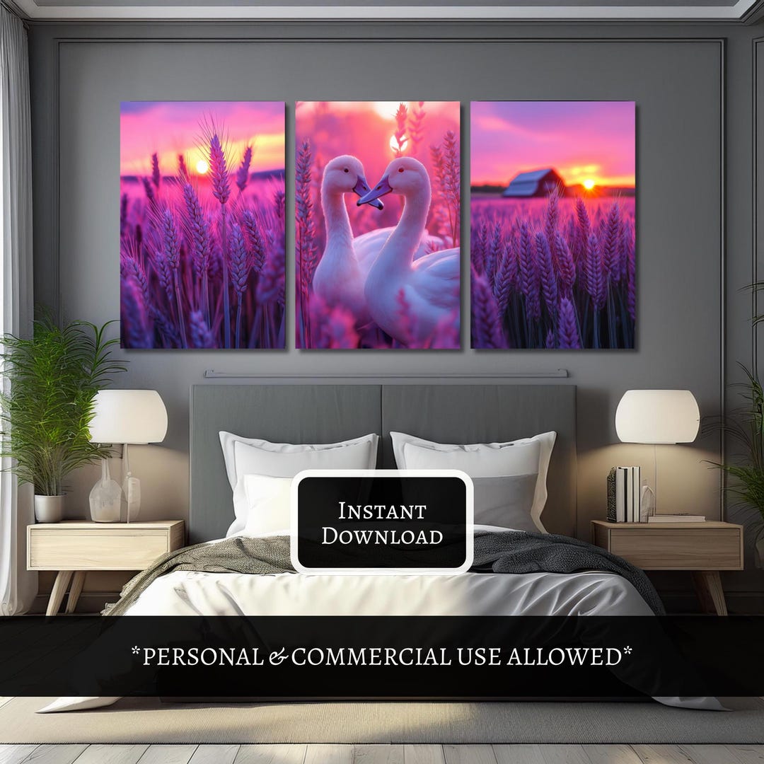 Bedroom Wall Art Printable Landscape Art Print Bedroom Purple Printable ...