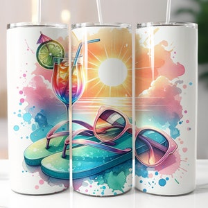 Beach Tumber Wrap Clipart PNG Sublimation Design, Straight and Tapered, Beach Sunset Tumbler, Girls Vacation Beach Trip Tumblers image 5