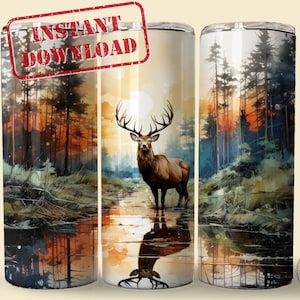 Seamless Deer Elk Hunting Season Tumbler Wrap, Instant Digital Download, 300 DPI PNG, 20/30oz Sublimation Design, Straight Tapered Tumbler