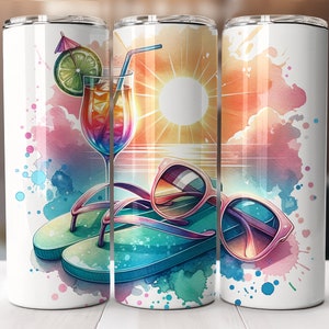 Beach Tumber Wrap Clipart PNG Sublimation Design, Straight and Tapered, Beach Sunset Tumbler, Girls Vacation Beach Trip Tumblers image 6