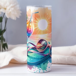 Beach Tumber Wrap Clipart PNG Sublimation Design, Straight and Tapered, Beach Sunset Tumbler, Girls Vacation Beach Trip Tumblers image 4