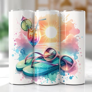 Beach Tumber Wrap Clipart PNG Sublimation Design, Straight and Tapered, Beach Sunset Tumbler, Girls Vacation Beach Trip Tumblers image 3