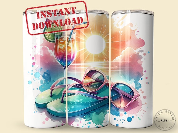 Beach Tumber Wrap Clipart PNG Sublimation Design, Straight and Tapered, Beach Sunset Tumbler, Girls Vacation Beach Trip Tumblers