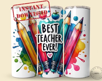 Teacher Tumbler Design Sublimation, Teacher Appreciation Tumbler, Instant Digital Download, 300 DPI PNG, 20/30 oz Tumbler Sublimation Design