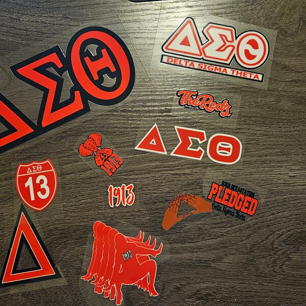 Sorority Decal Set| Delta Charms | DST Gift | Red and White | UVDTF Decals| Ready to apply | Waterproof |Permanent| DST decals & stickers |