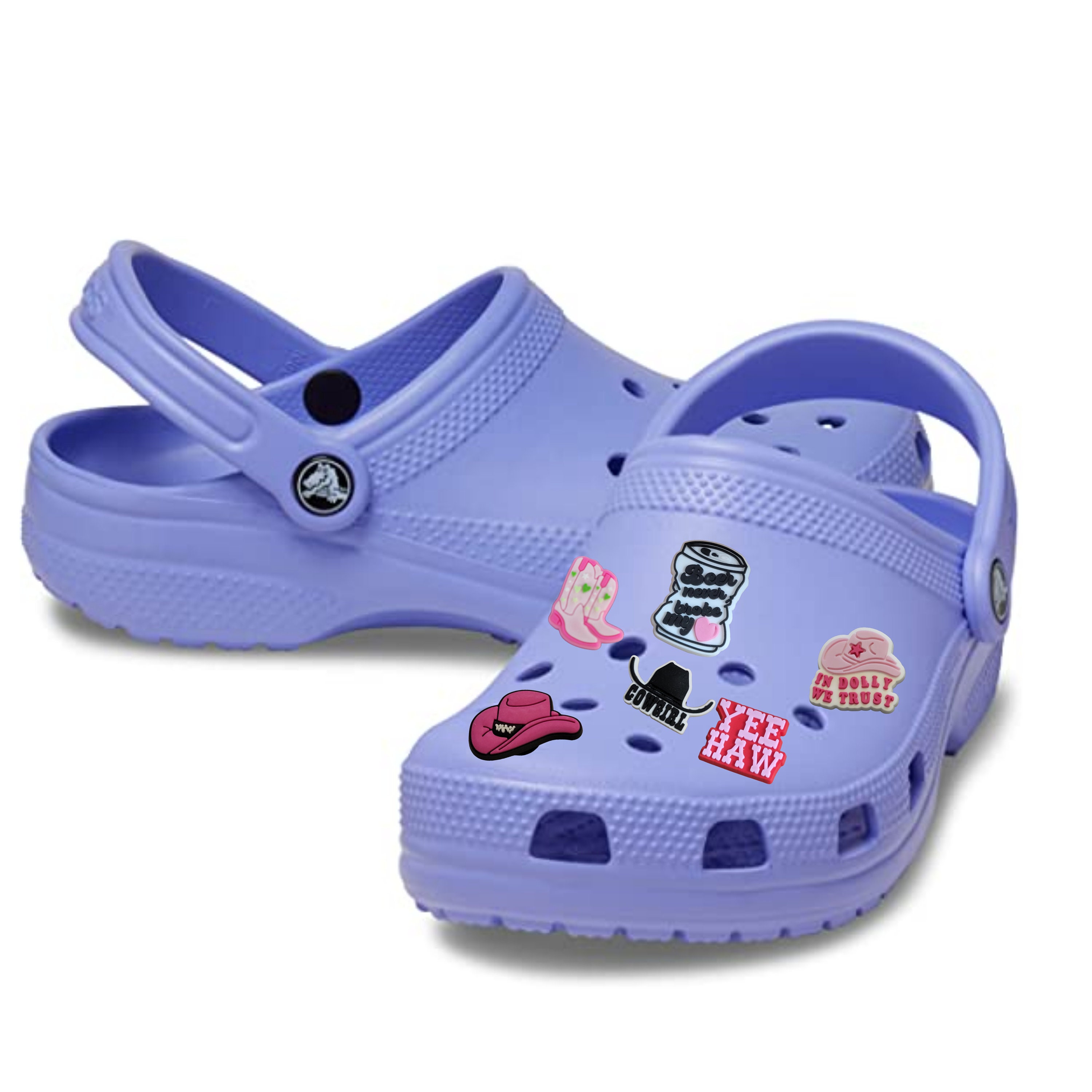 Pink Designer Electro Crocs With Designer Charms – PinkIce Novelty