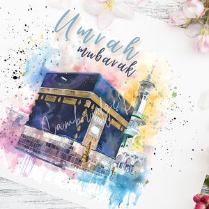 Umrah Mubarak Watercolour Graphic | Kaaba PNG | Umrah Digital Illustration | Kaaba Clipart | Commercial Licence