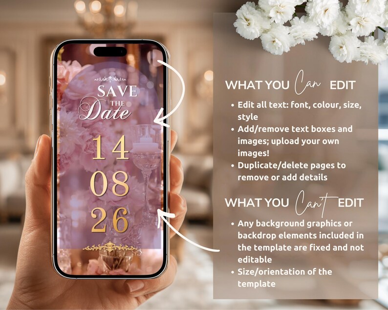 Editable Wedding/Walima/Nikkah Invitation Video | Canva Islamic Wedding Mobile Template – Pink and Lilac image 5