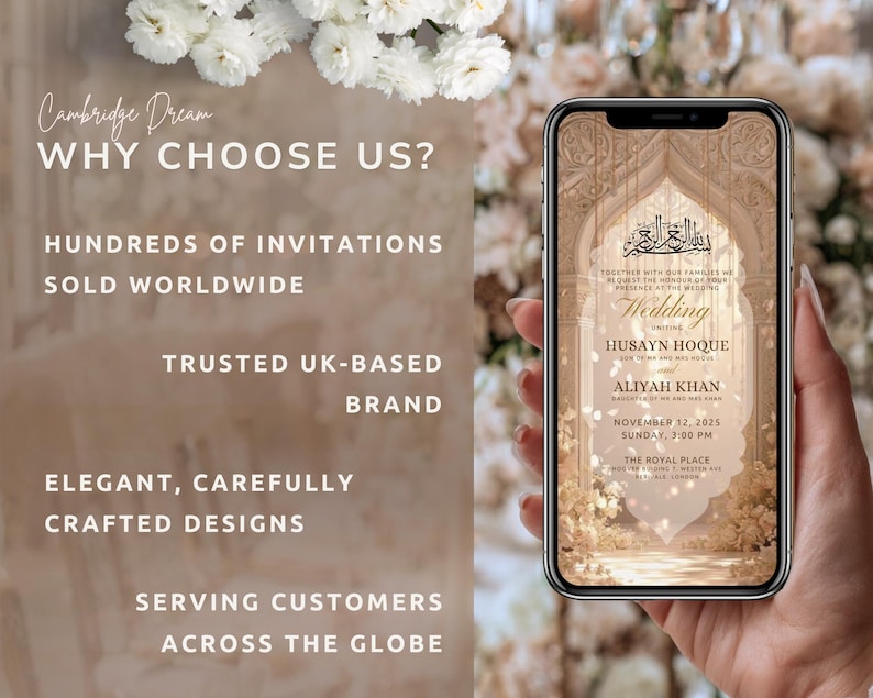 Editable Nikkah Invitation Video | Canva Islamic Wedding Mobile Template – Beige & Gold image 7