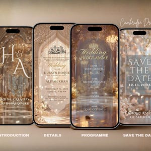 Editable Nikkah Invitation Video | Canva Islamic Wedding Mobile Template – Beige & Gold image 2