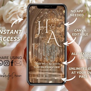 Editable Nikkah Invitation Video | Canva Islamic Wedding Mobile Template – Beige & Gold image 3