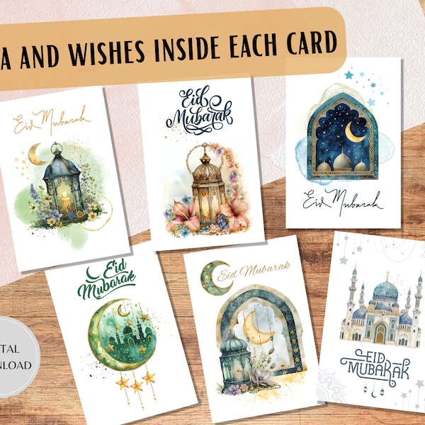 Printable Eid Mubarak Cards | Islamic Greeting Cards Digital Download | Islamic Gifts | Islamic Eid Mubarak Digital Cards 5x7