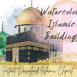 Illustrations de bâtiments islamiques | Aïd Moubarak | Kaaba PNG | Mosquée du Prophète | Dôme du Rocher | Numérique islamique | Licence commerciale