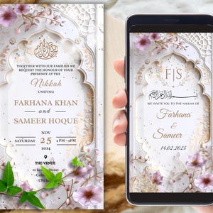 Pale Purple Nikkah Invitation: Animated Islamic Wedding (Editable Canva Template)