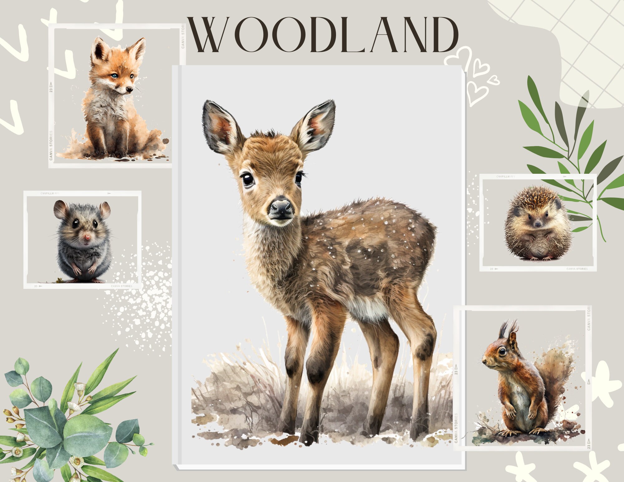 33 Woodland Animals Printable Clipart for Commercial Use - Etsy