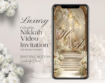 Gold Nikah Invitation | Editable Islamic Wedding Animated Mobile Video Template
