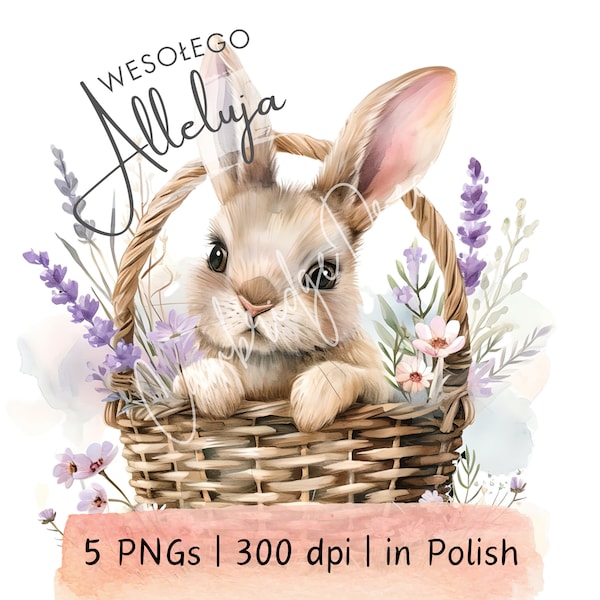 Wesolego Alleluja / 5 clipart di Pasqua / file PNG / download digitale / biglietto di Pasqua / licenza commerciale
