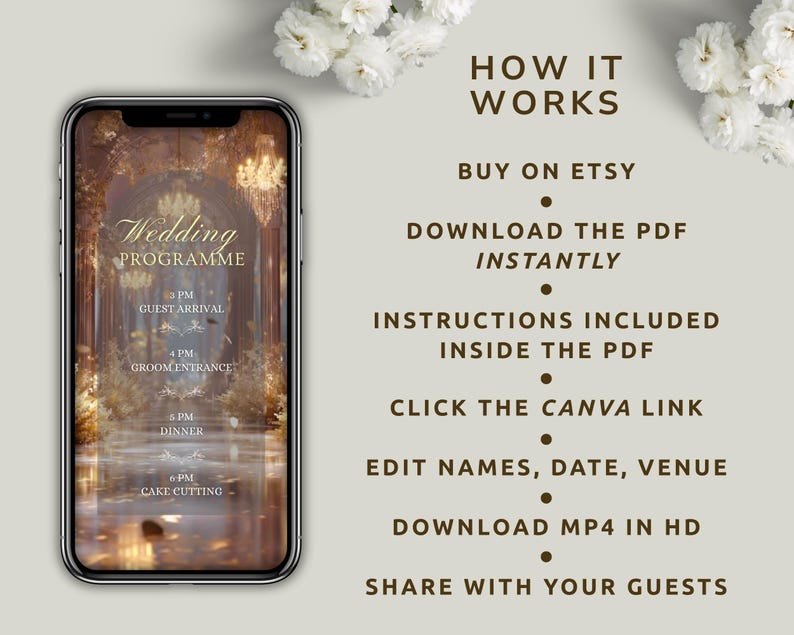 Editable Nikkah Invitation Video | Canva Islamic Wedding Mobile Template – Beige & Gold image 5