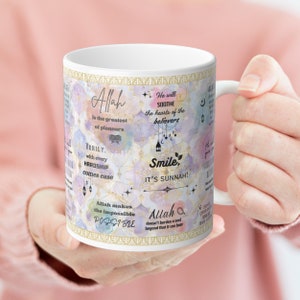 Naadloos islamitisch pastelkleurige mokomslagontwerp | 11 oz mokomslag digitale download, png |  Islamitische clipart | Commerciële licentie