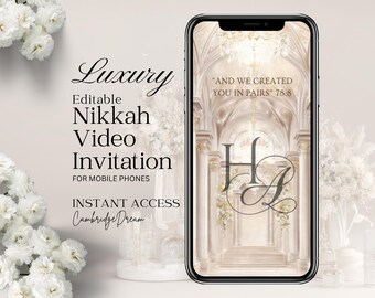 Royal Palace Nikkah Invitation Video | Beige Neutral Elegant Islamic Wedding Editable Template