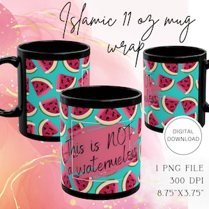 Ontwerp mok watermeloen Palestina | 11 oz mokomslag digitale download, png |  Islamitische clipart | Palestijnse watermeloen | Commerciële licentie