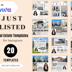 20 Just Listed Realtor Instagram Posts | Real Estate Agent Social Media Post | Real Estate Marketing | Instagram Post Template