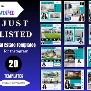 20 Just Listed Realtor Instagram Posts | Real Estate Agent Social Media Post | Real Estate Marketing | Instagram Post Template