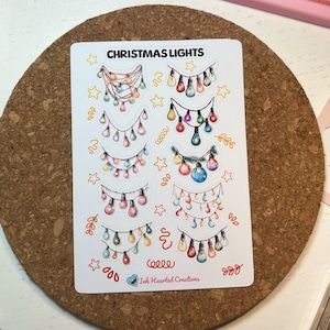 Christmas Lights Sticker Sheet, Christmas Planner Stickers, New Year Sticker Sheet, Christmas Countdown Sticker, Daily Planner Sticker
