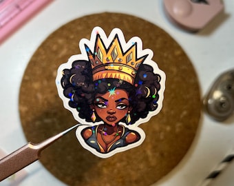 Black Woman Sticker, Black Queen Sticker, Black History Month Sticker, Die-Cut Sticker, Water Resistant Sticker, Laptop Sticker