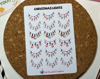 Hoja de pegatinas de luces de Navidad, pegatinas del planificador de Navidad, hoja de pegatinas de Año Nuevo, pegatina de cuenta atrás de Navidad, pegatina del planificador diario