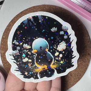 Duck in the Forest Sticker, Duck Sticker, Die-Cut Sticker, Forest Sticker, Water Resistant Sticker, Laptop Sticker, Sparkly Sticker