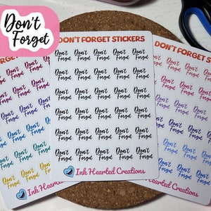 Don&#39;t Forget Sticker, Reminder Planner Sticker, Planner Sticker Sheet, Bullet Journal Sticker, Journal Sticker, Dont Forget Scrapbooking